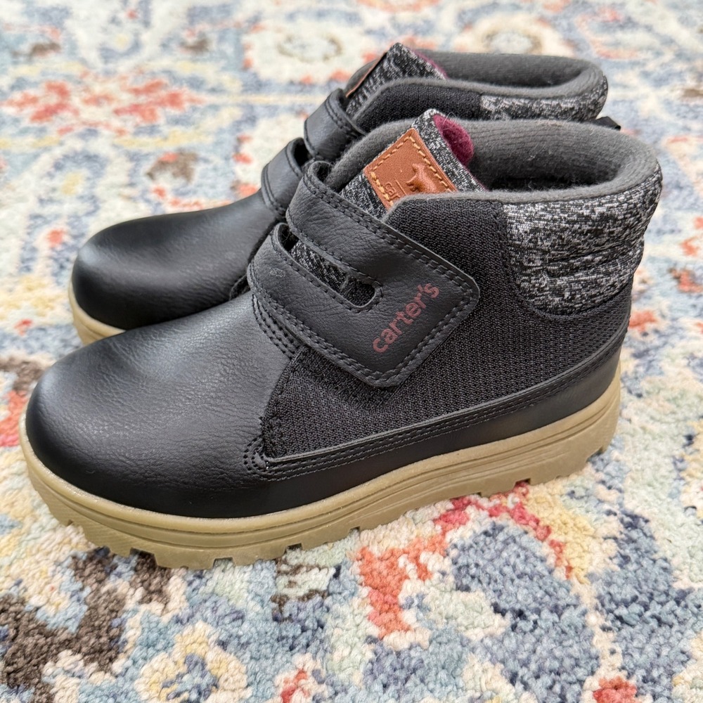 Carter's Kelso Boots Boys Size 12M Black High Top Hook Loop EUC